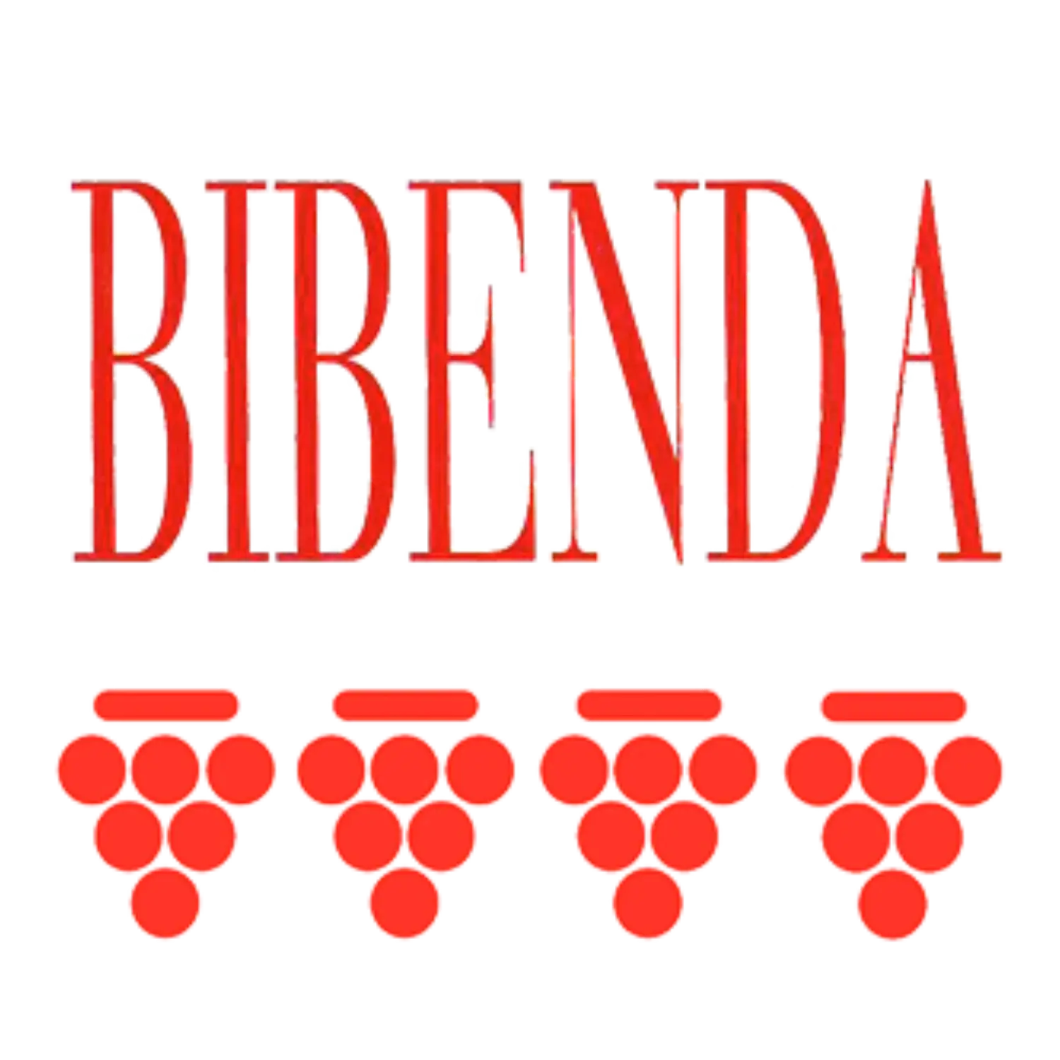 Titlu in culoarea rosie "Bibenda" si 4 struguri de culoare rosie, reprezentand premium "Bibenda 4 grappoli"